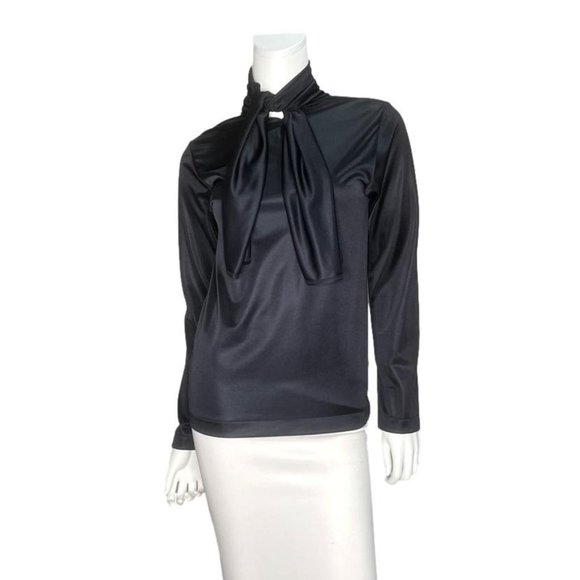 COMME DES GARCON 2000 FW Rei Kawakubo Black Long Sleeve Neck Tie Blouse - Picture 3 of 11